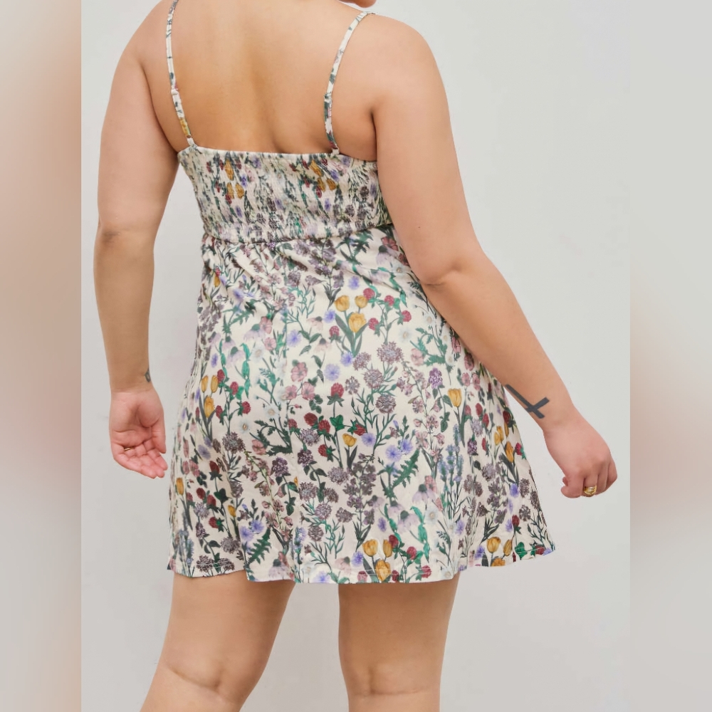 NWT Cider Floral Print Ruched Mini Dress Women's Size 4XL - Picture 4 of 9